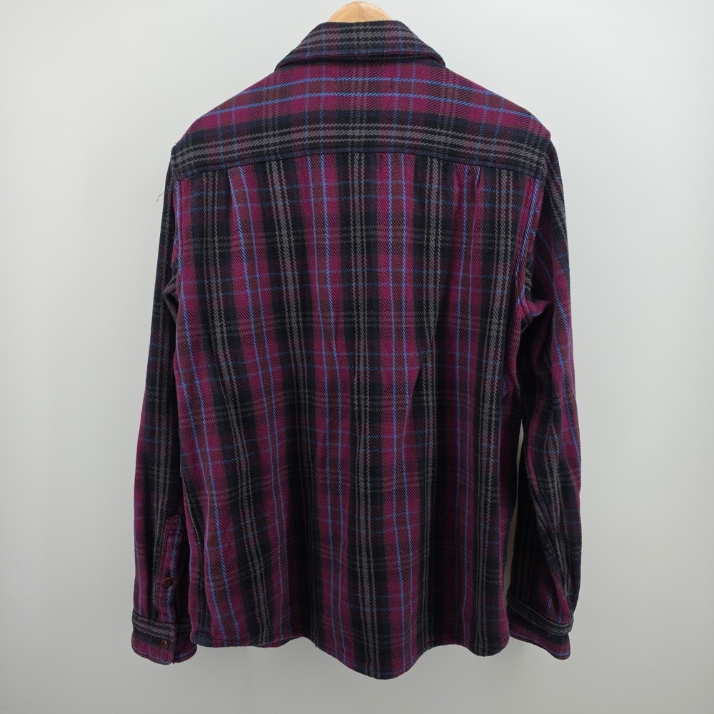 Outerknown Blanket Shirt XL Mens Purple Black Plaid Organic Cotton Flannel XL - Picture 3 of 11